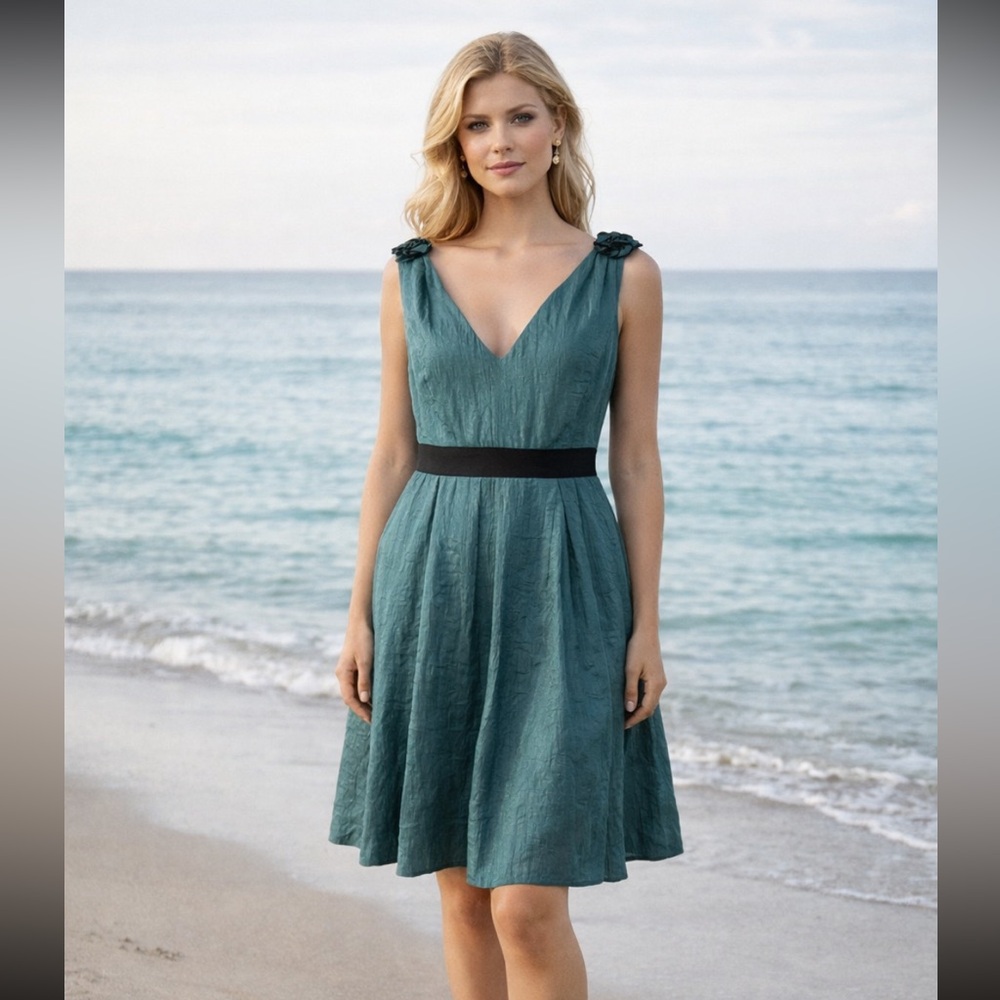 Adrianna Papell Deep Green Midi Dress